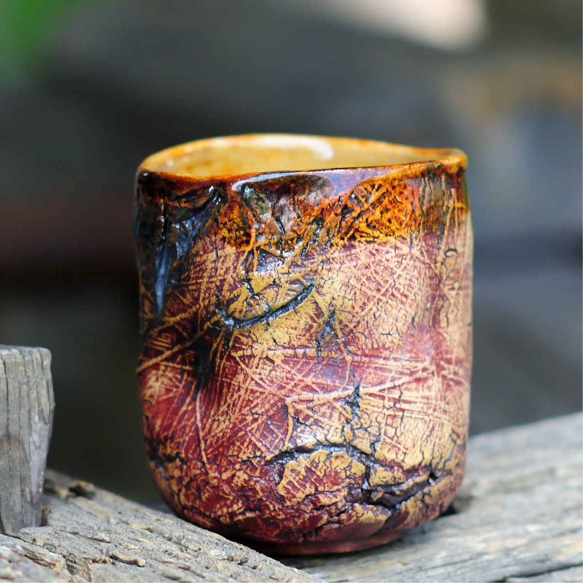 handmade ceramic yunomi tumbler textured surface 160ml