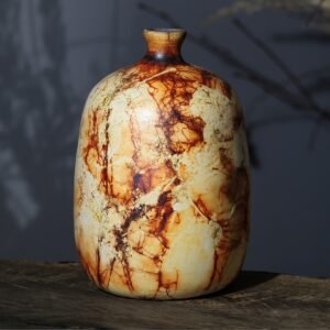 saggar fired ceramic art object handmade 17 cm