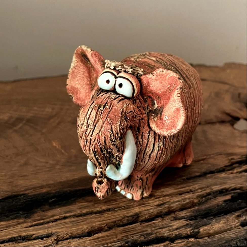 handmade ceramic mammoth whimsical art