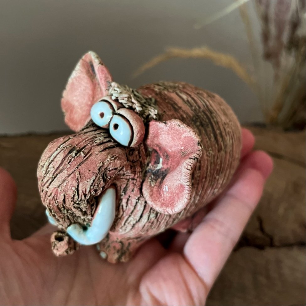 handmade ceramic animal sculpture mammoth