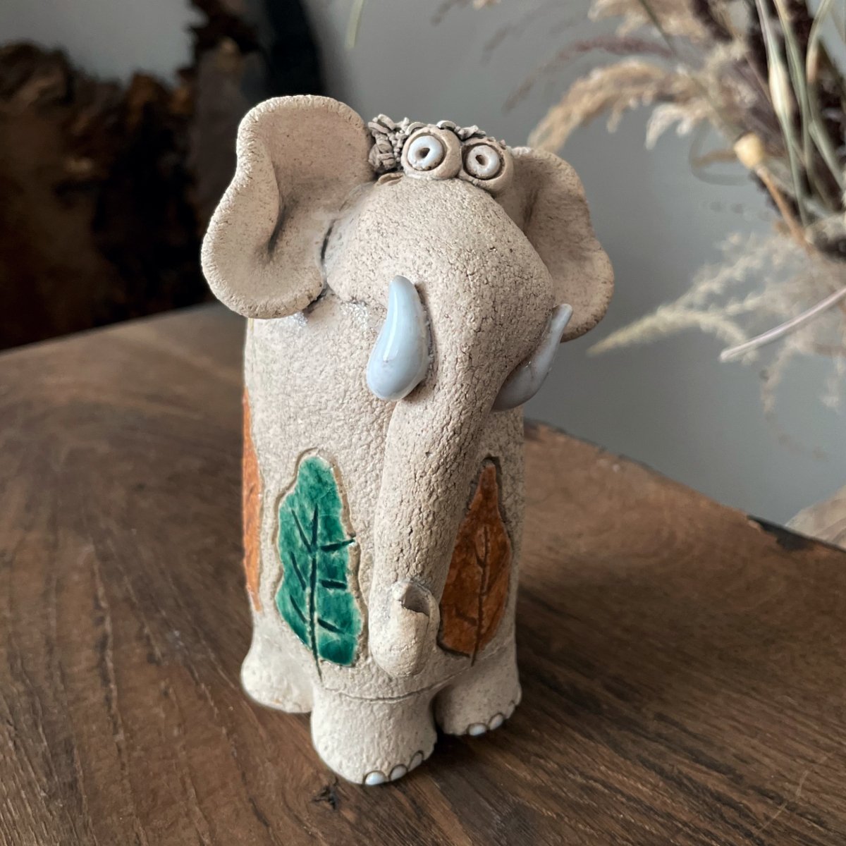 ceramic elephant sculpture handmade pottery elephant art