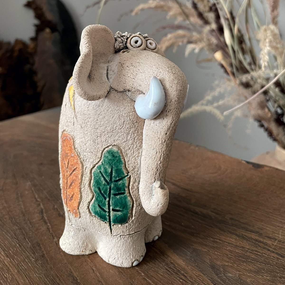 pottery elephant sculpture handmade ceramic animal art