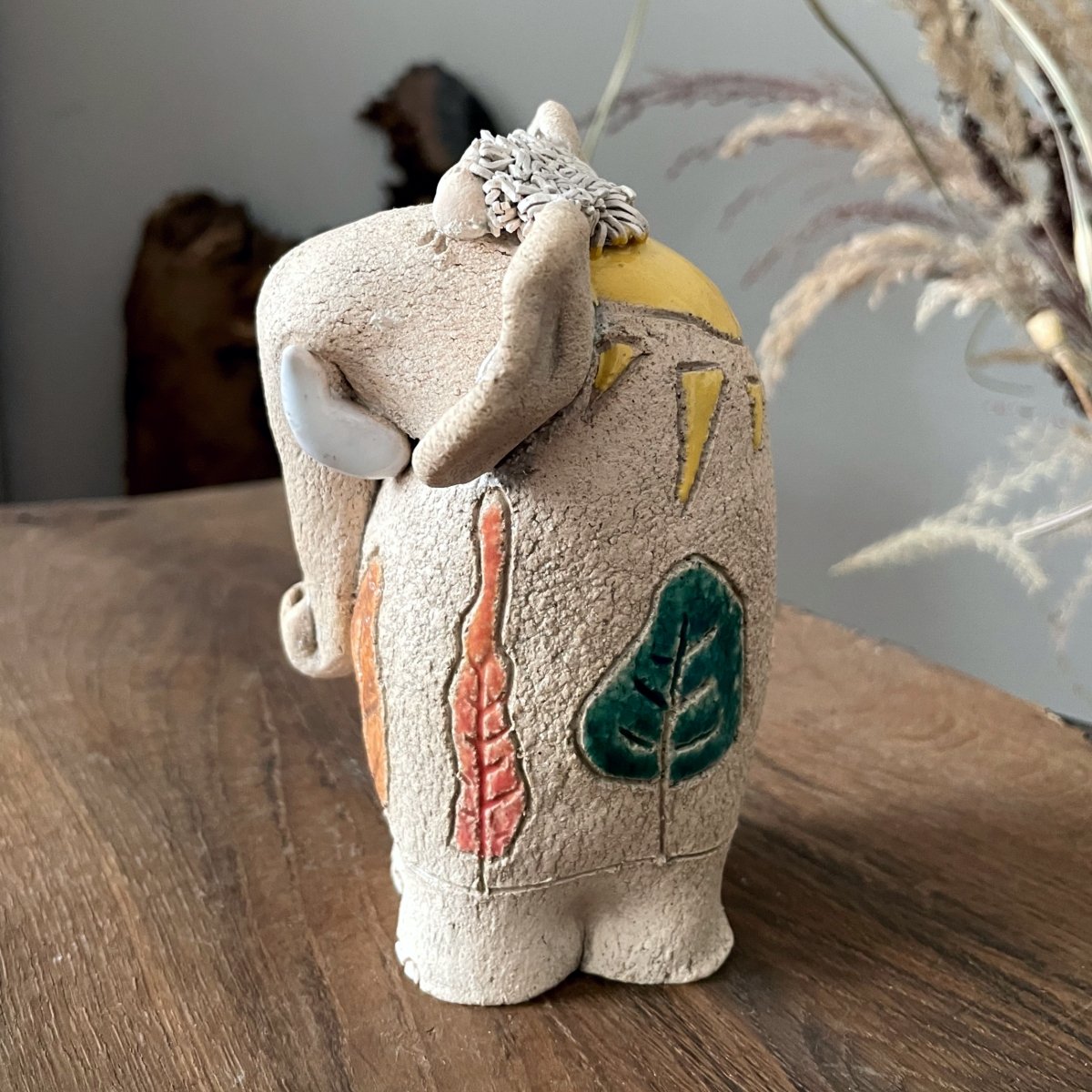ceramic elephant sculpture handmade decorative pottery
