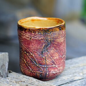 handmade ceramic yunomi tumbler textured surface 230ml