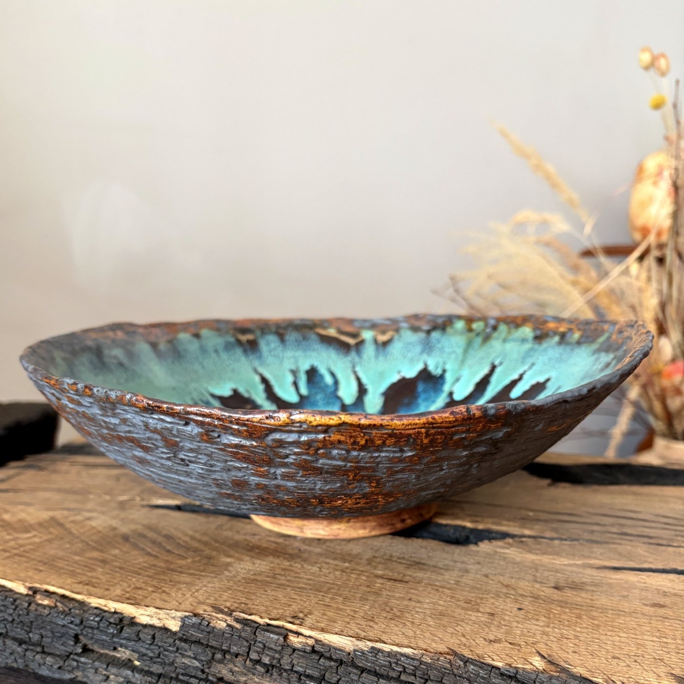 Handmade Ceramic Serving Platter – Blue Glaze – 28 cm - Image 4