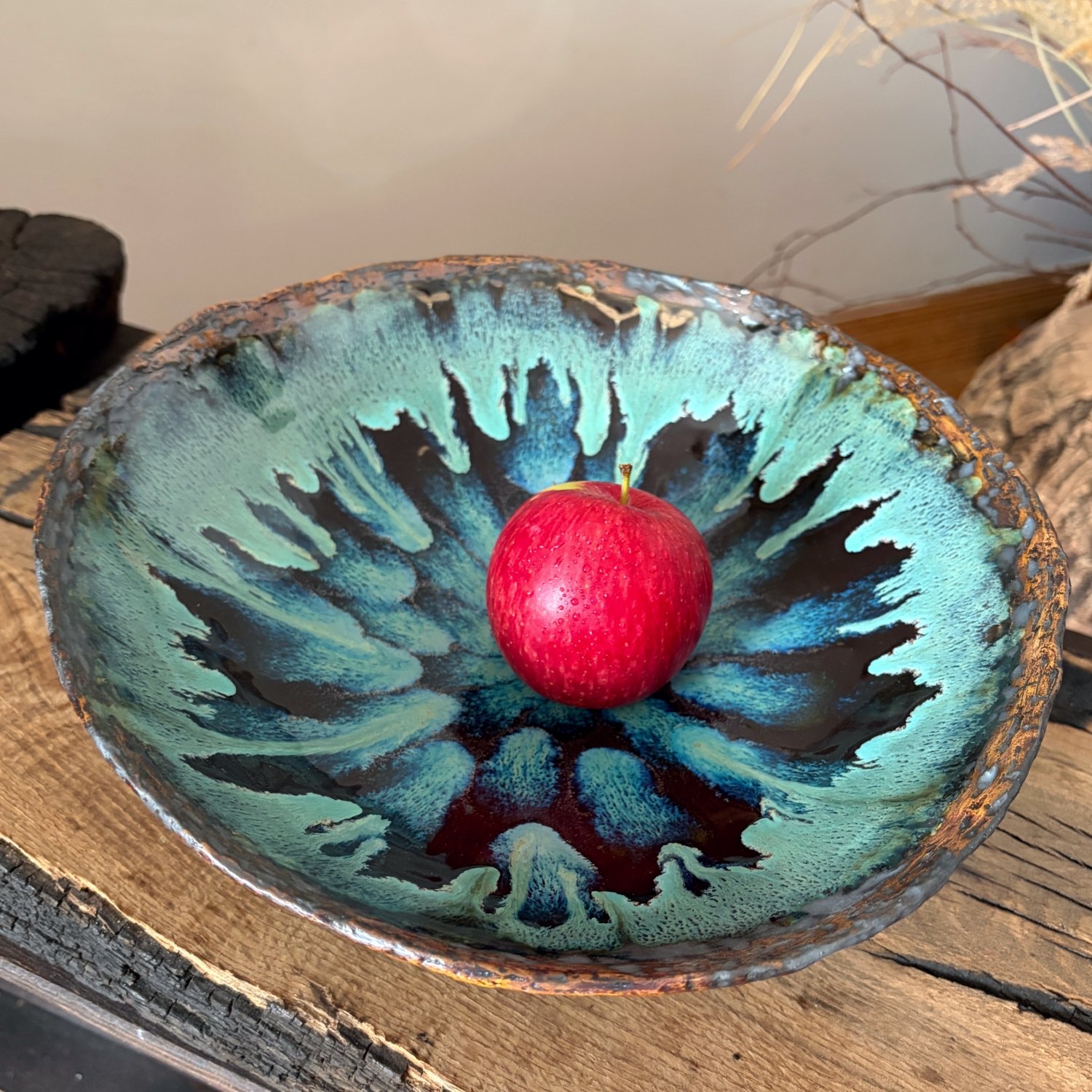 Handmade Ceramic Serving Platter – Blue Glaze – 28 cm - Image 5