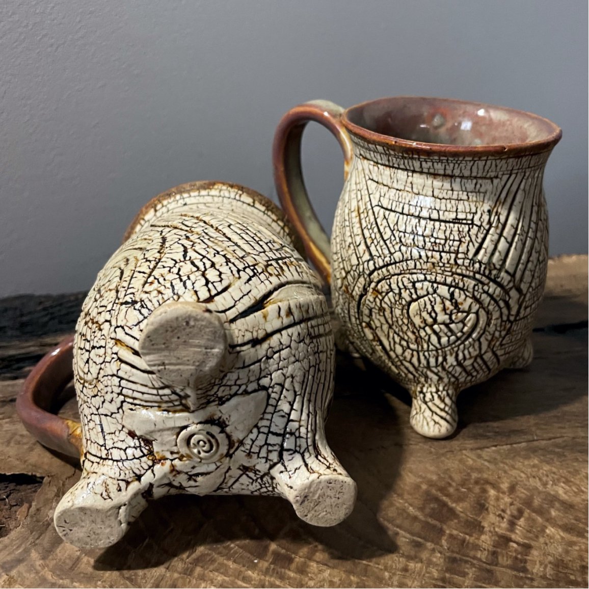 footed ceramic mug side view
