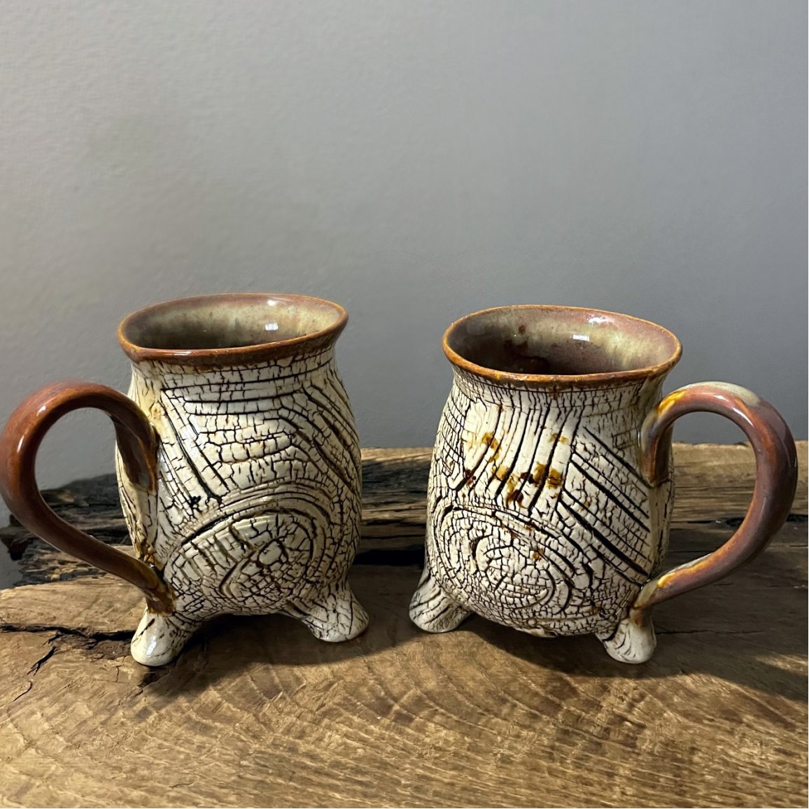 ceramic footed mug with textured surface