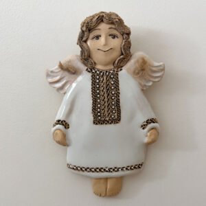 White Ceramic Angel - Wall Decor