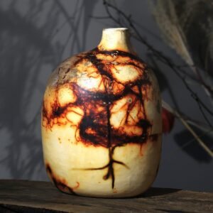 saggar fired ceramic vase handmade 23 cm