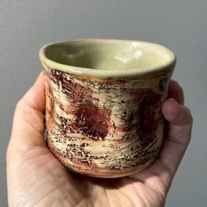 handmade ceramic tea cup 150 ml textured clay