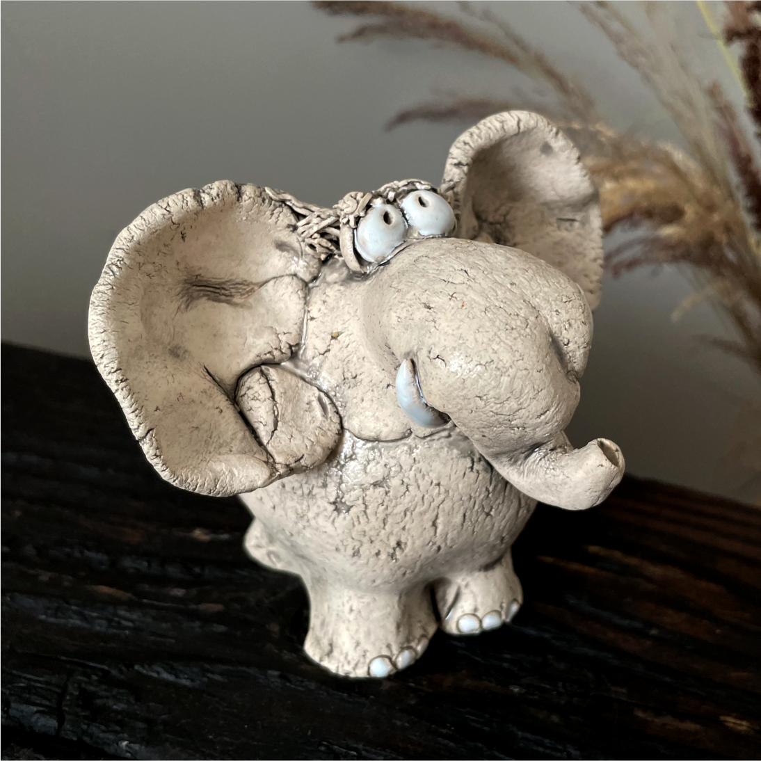 cute ceramic elephant art sculpture handmade