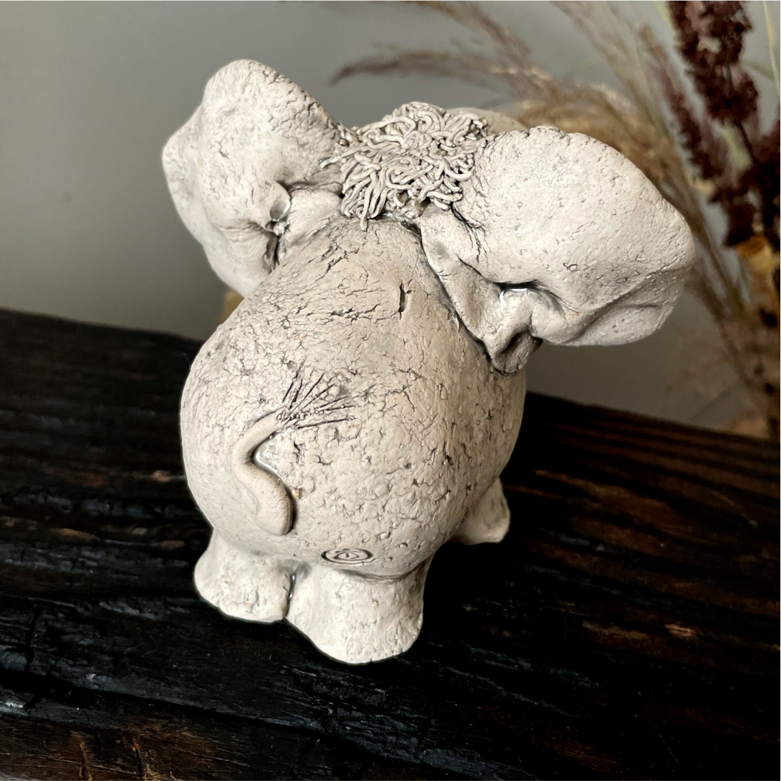 Cute Ceramic Elephant Art Sculpture – Handmade Decor - Image 7