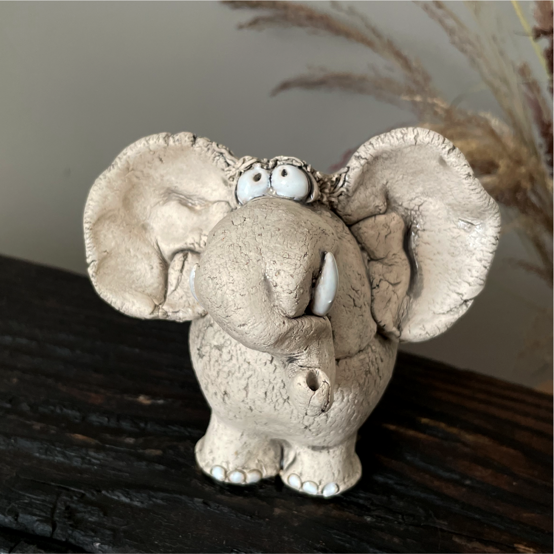 handmade ceramic elephant white clay decor