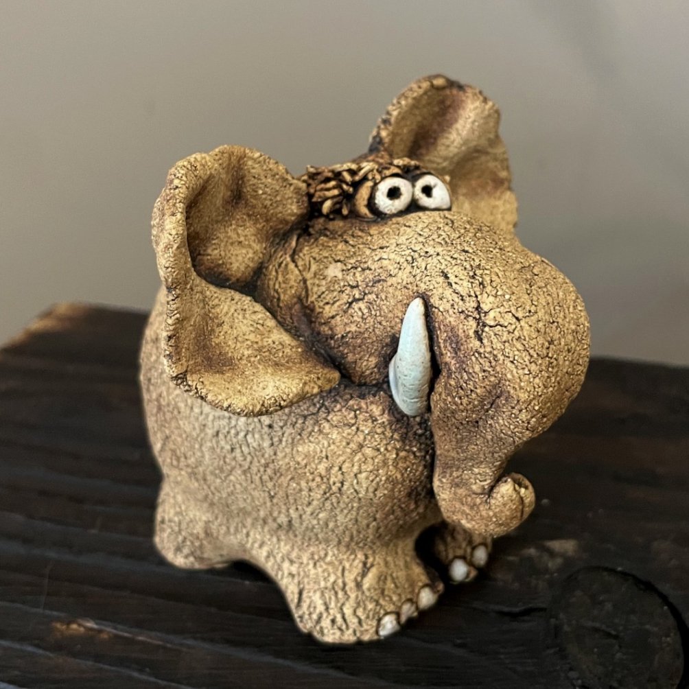 ceramic elephant art sculpture unglazed