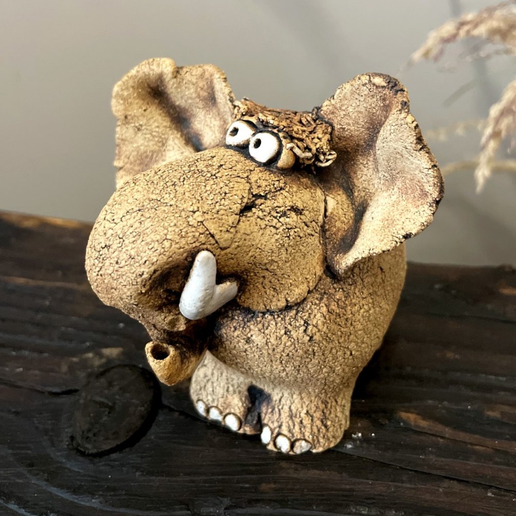 handmade ceramic elephant sculpture white clay