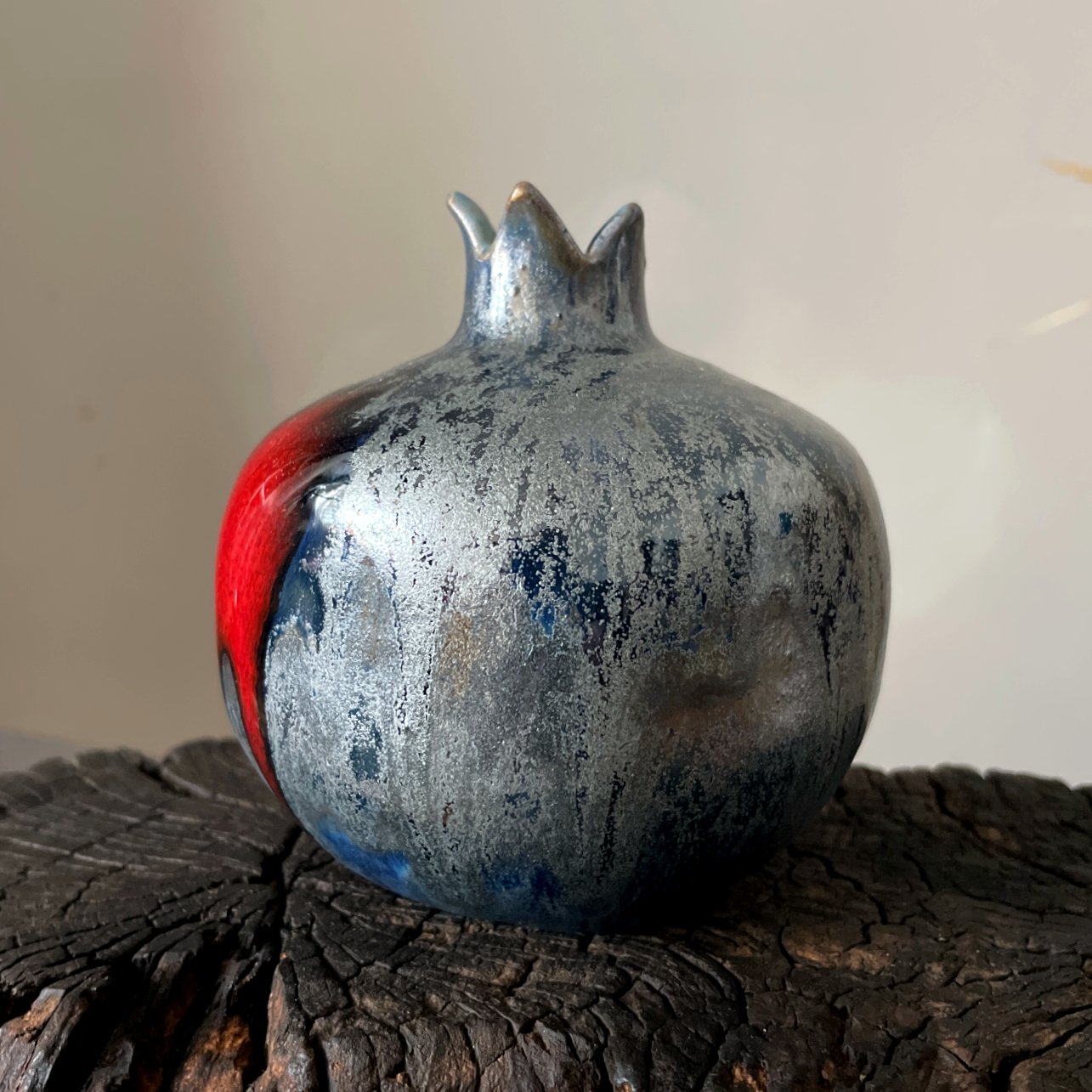Ceramic pomegranate decor handmade pottery fruit sculpture
