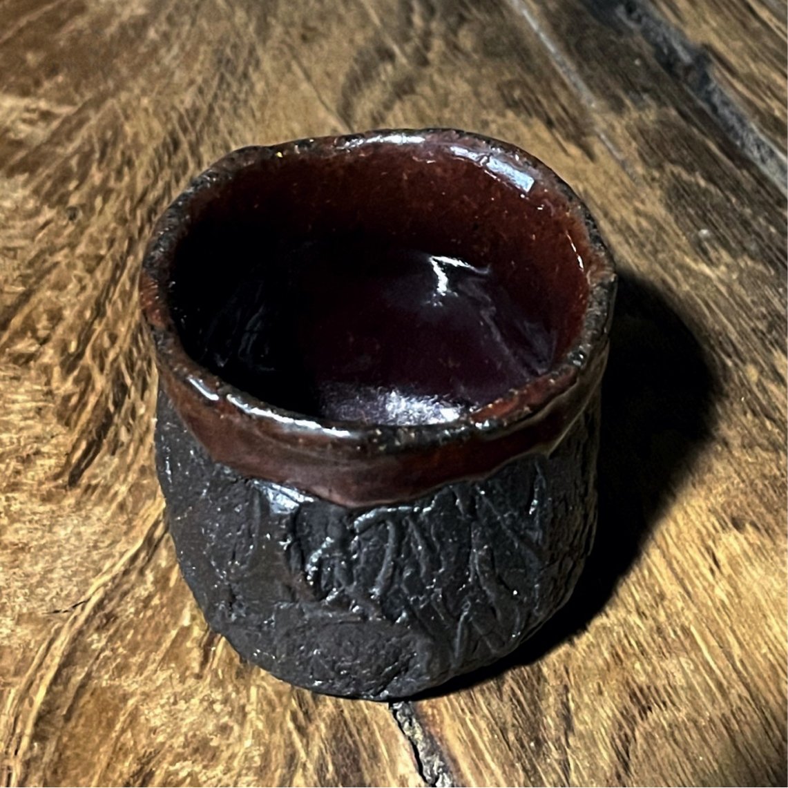 Small handmade ceramic sake cup