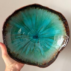 Handmade Ceramic Bowl – Blue Crackle Glaze – 26 cm