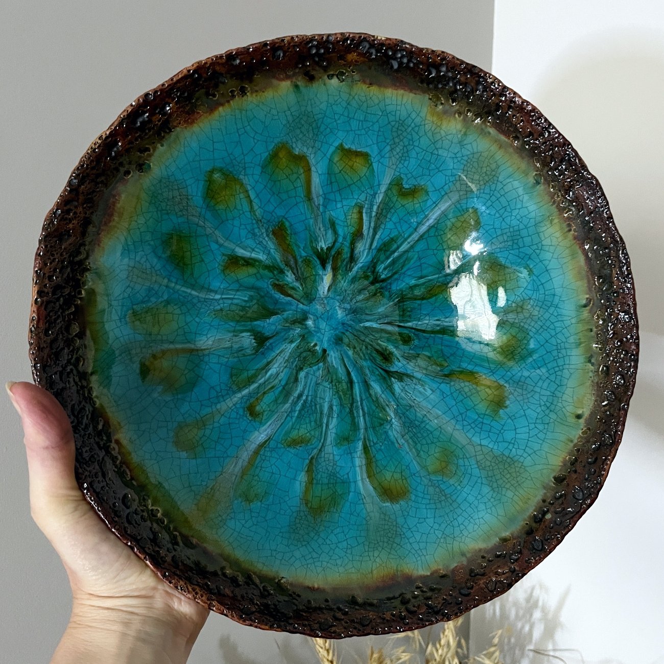 Handmade pottery centerpiece bowl from Ukraine