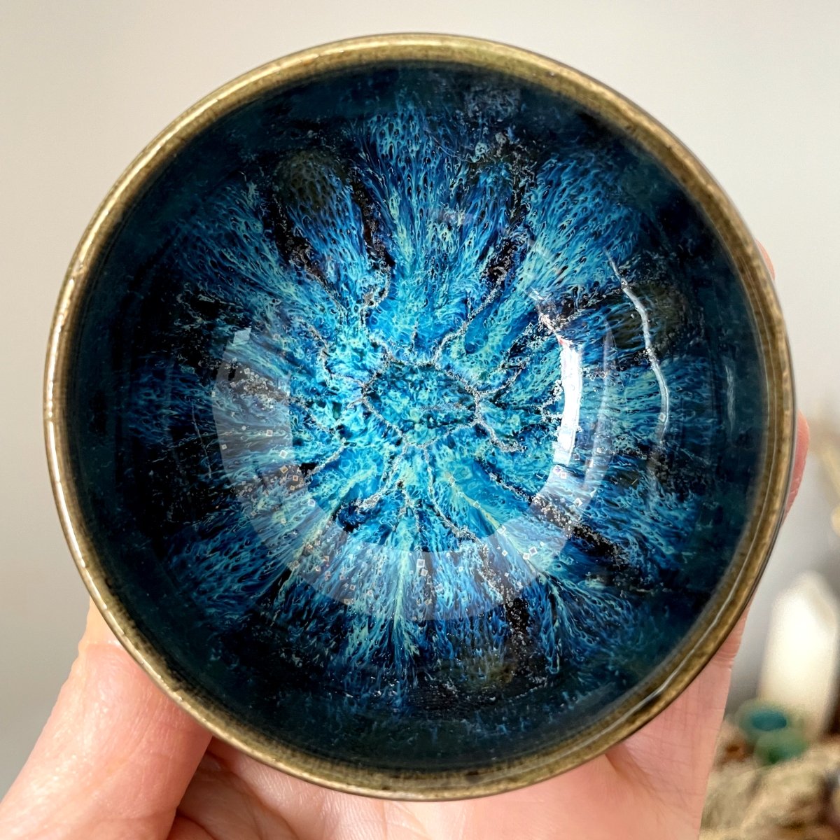 handmade tea ceremony cup detail interior glaze