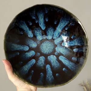 unique ceramic plate crystal glaze radial pattern