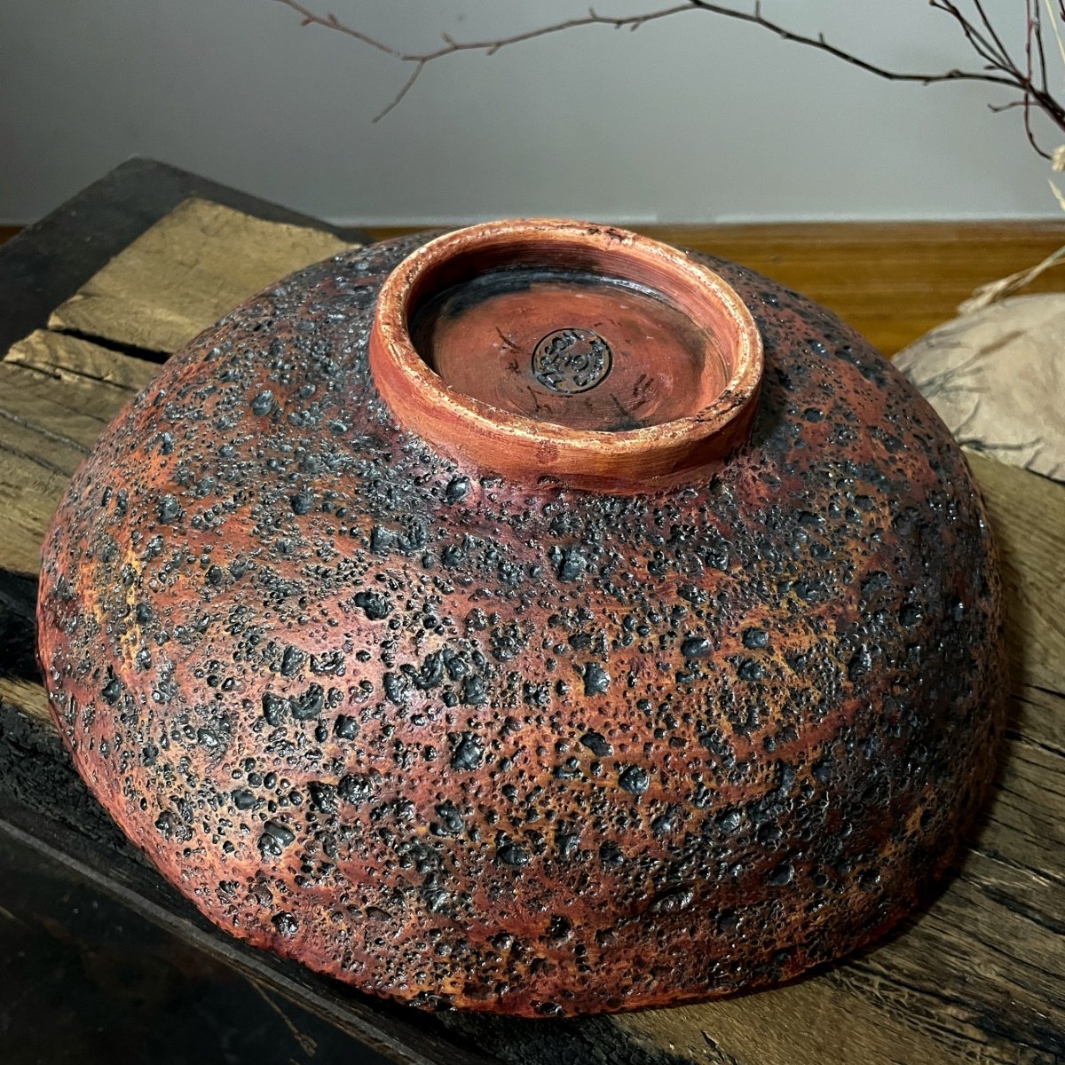 Handmade Ceramic Centerpiece Bowl – Blue Crackle Glaze – 28 cm - Image 8