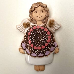 handmade ceramic wall angel wall hanging front view