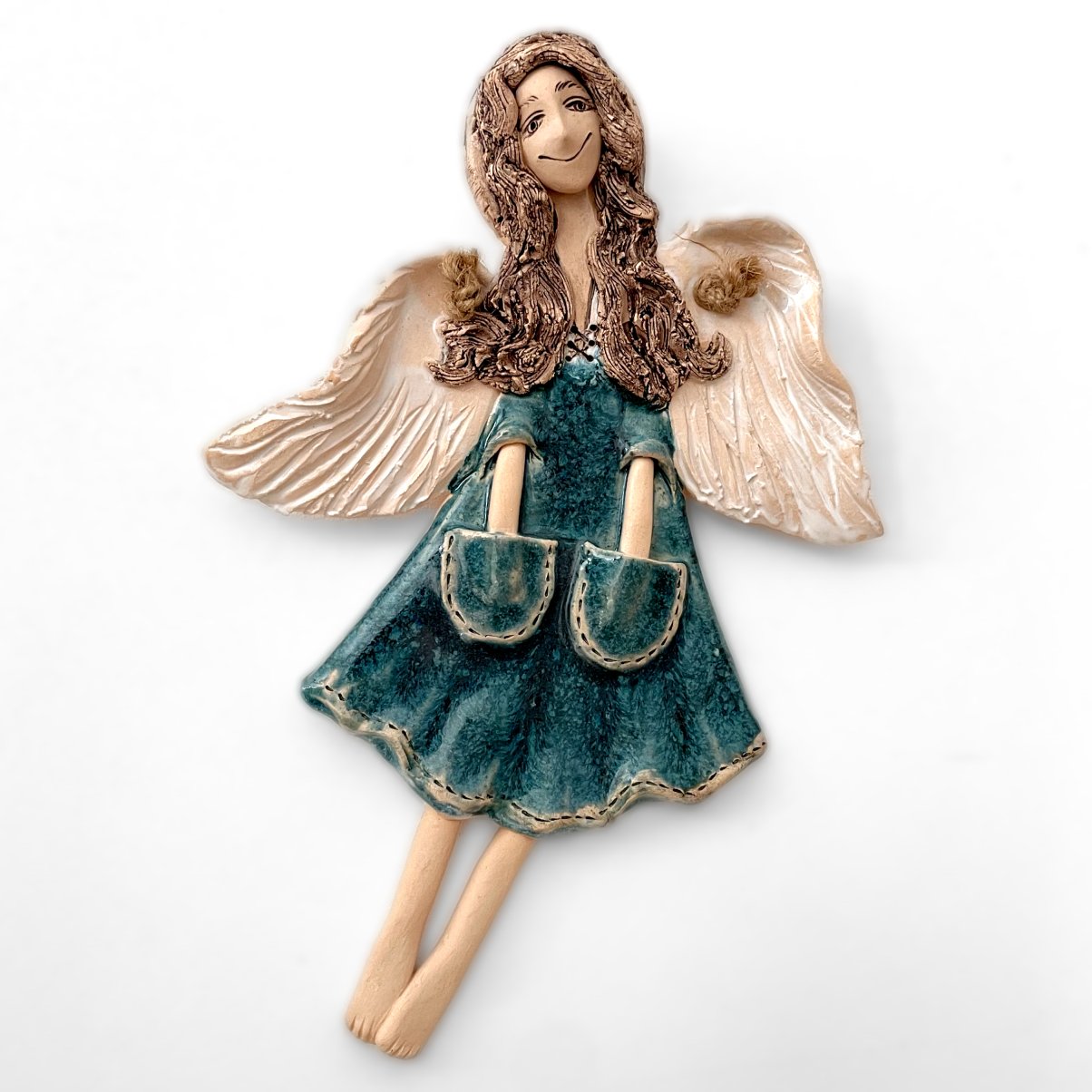 Настінний керамічний ангел, декоративна фігура ручної роботи