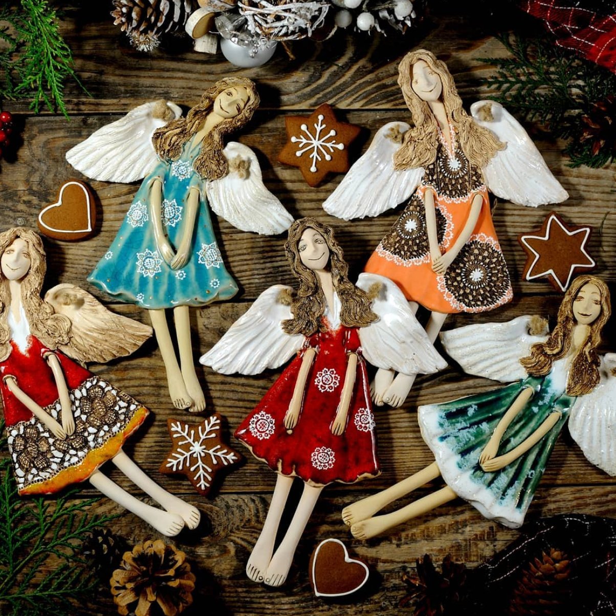 Керамічні ангели як подарунковий декор, авторська ручна робота