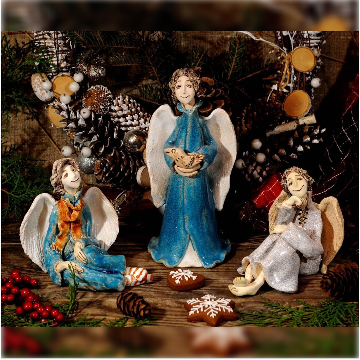 Керамічні ангели ручної роботи в інтер’єрі, декоративні фігури для дому та подарунка