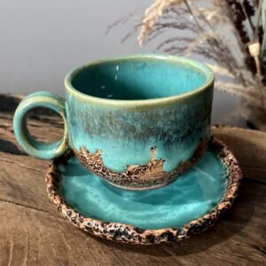 Textured handmade ceramic cup Synevyr