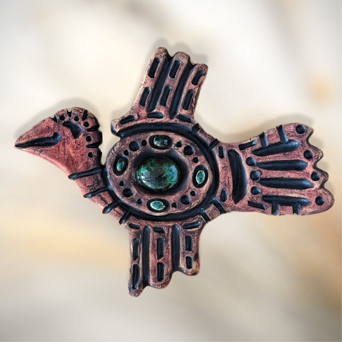 Настінний керамічний птах ручної роботи, декоративне панно з кераміки