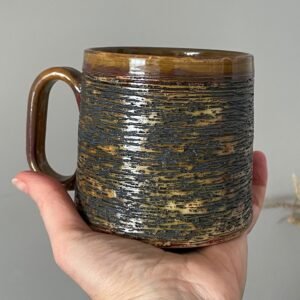 textured stoneware mug drevo handmade ceramic mug 400 ml