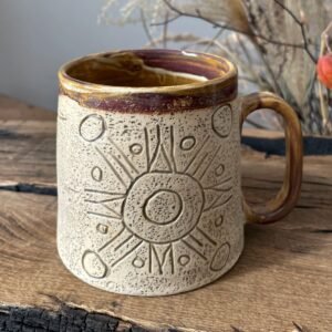large ceramic mug ethno 450 ml stoneware