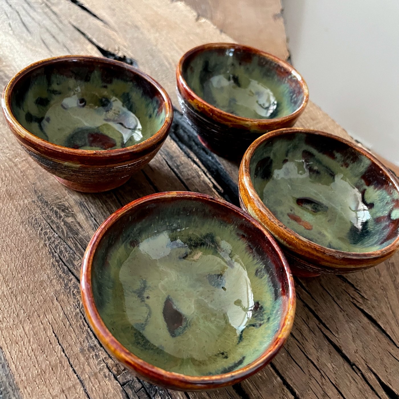 Handmade Ceramic Tea Bowl, 50 ml- GREEN FLOW - Image 6