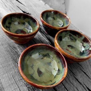handmade ceramic tea cup 50 ml green glaze