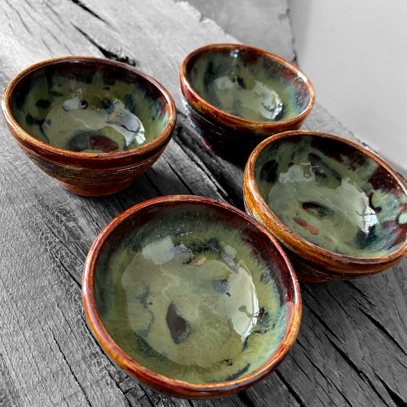 handmade ceramic tea cup 50 ml green glaze